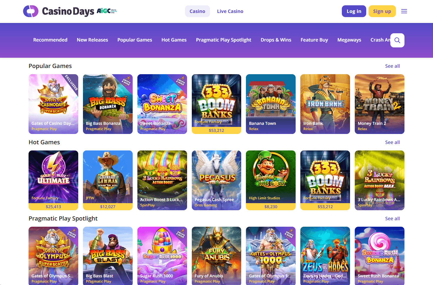 Casino Days Home Page