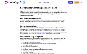 Casino Days Responsible Gaming