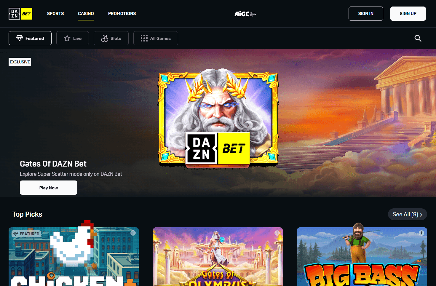 DAZN Bet Home Page