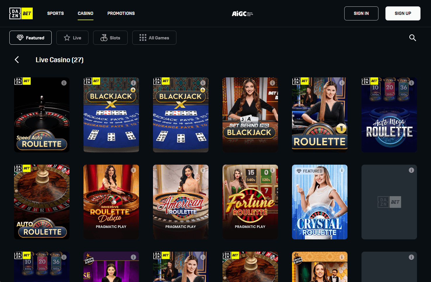 DAZN Bet Roulette Games