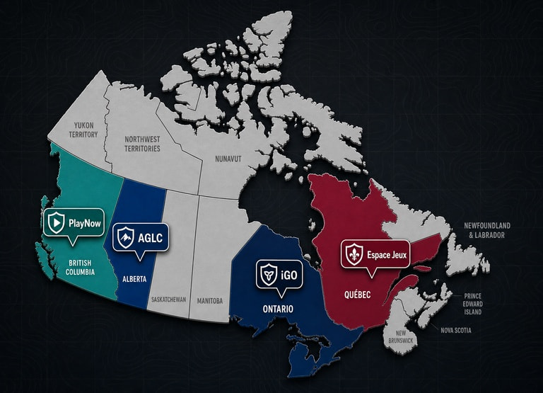 Map of Canada with provincial platform label on each province