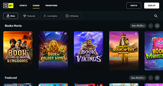DAZN Bet Alberta casino lobby