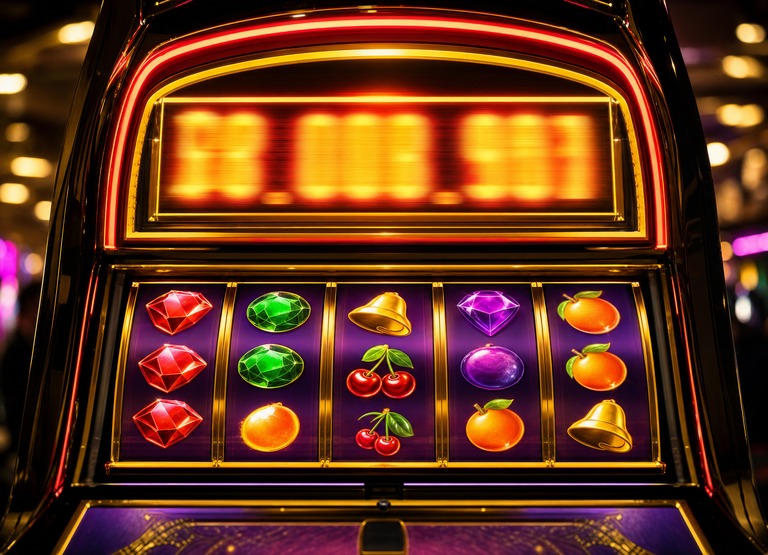 Progressive jackpot counter displayed above slot machine reels